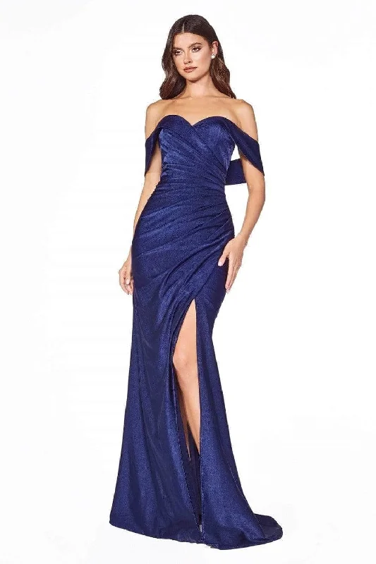 thigh-high slit prom dressesLadivine - Off Shoulder Sheath Prom Dress KV1050