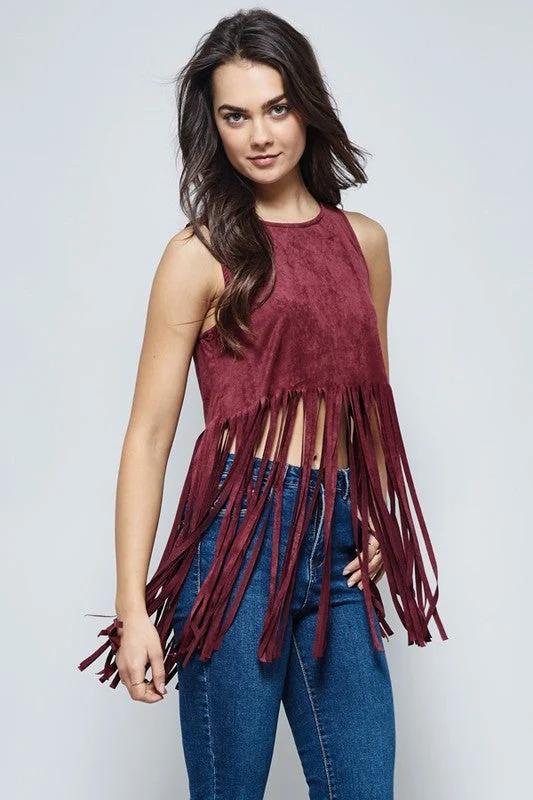 chic women's tops for everyday wearFringe Crop Top