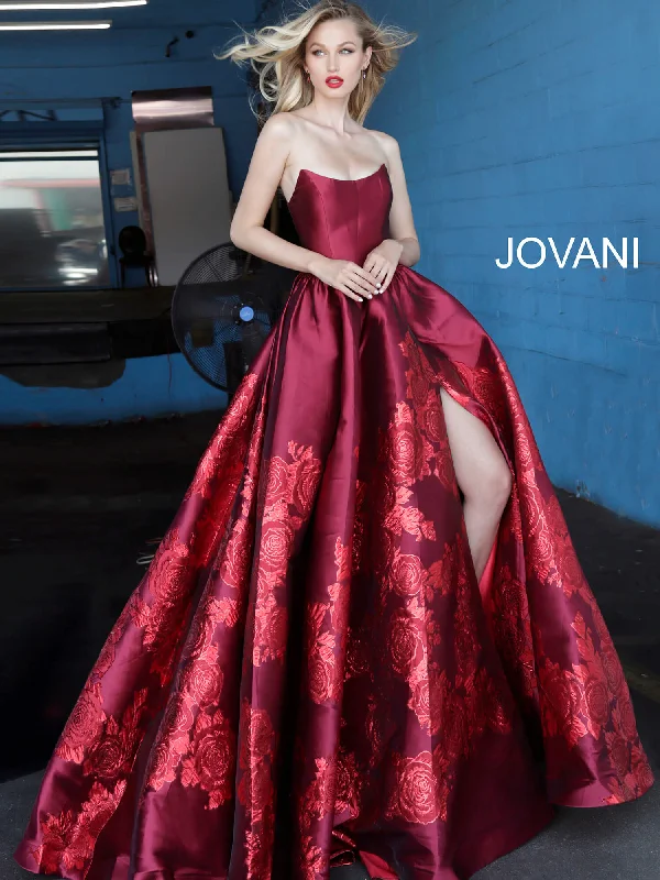 Formal Dress Alterations Near MeSatin Strapless A-line Slit Gown by Jovani 02038