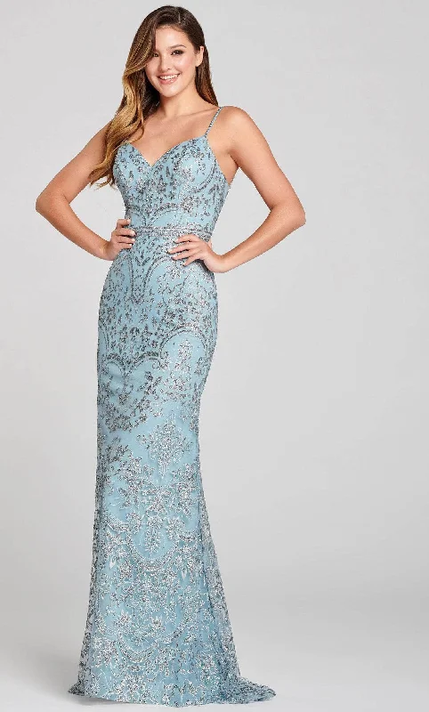 prom dresses with beaded accentsEllie Wilde EW121046 - Novelty Cracked Ice Prom Gown