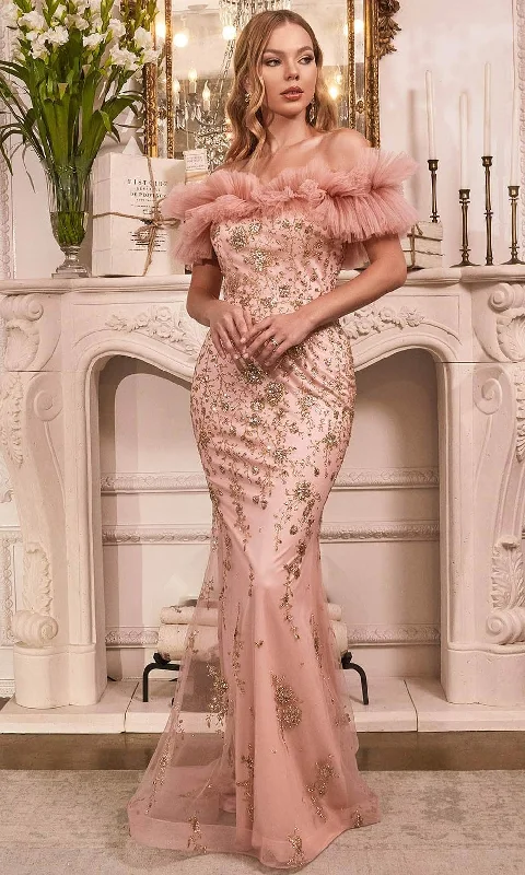 prom dress inspiration galleriesLadivine J818 - Ruffled Neckline Mermaid Prom Dress