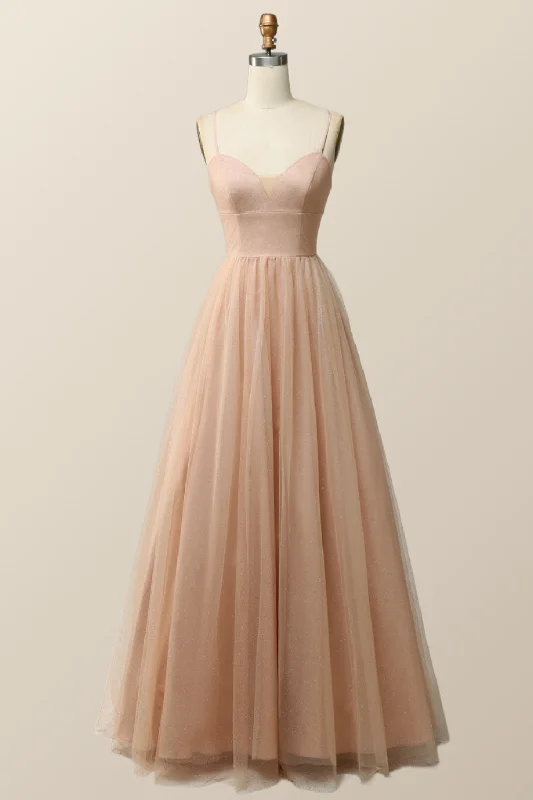 Formal Dress for Opera NightsStraps Champagne Tulle A-line Formal Dress