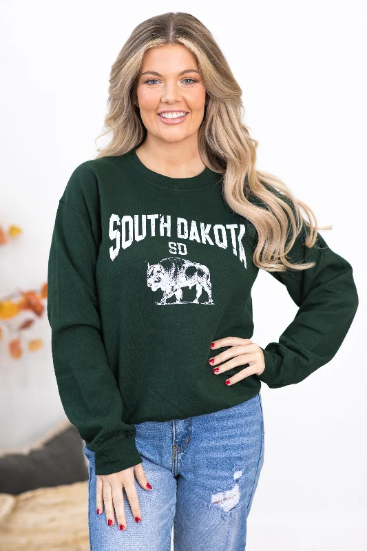 women's tops for evening soireesHunter Green South Dakota Graphic Sweatshirt