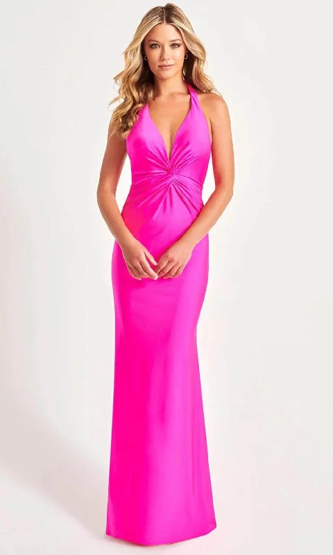 budget-friendly prom dressesFaviana 11014 - Plunging Halter Knotted Prom Gown