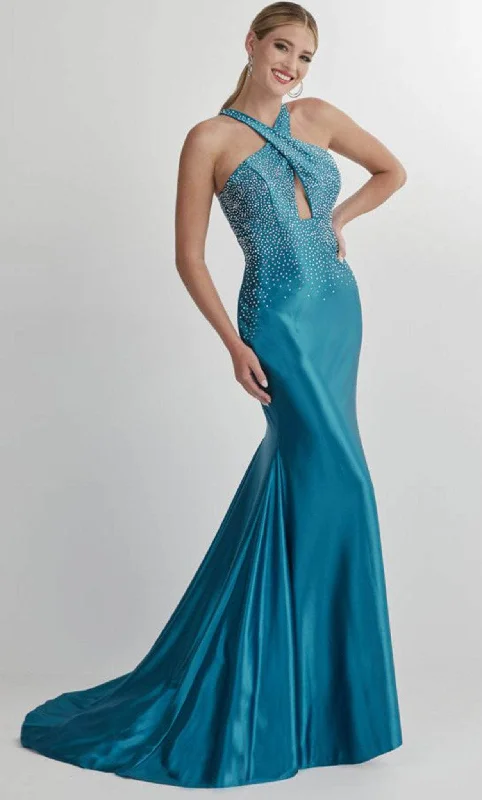 flutter sleeve prom dressesStudio 17 Prom 12894 - Beaded Halter Cutout Prom Gown