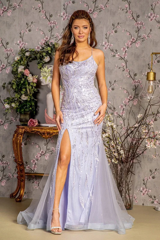 Formal Dress for QuinceañerasFitted Embellished Sleeveless Slit Gown by GLS Gloria GL3382