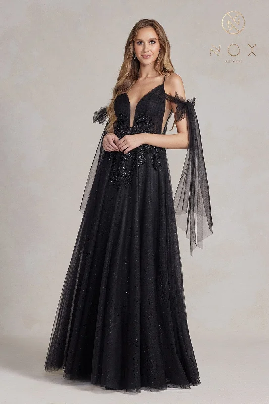 Formal Dress for Day WeddingsEmbellished Glitter Tulle Gown by Nox Anabel E1075