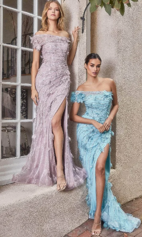 prom dresses for curve-hugging figuresAndrea and Leo A1155 - Asymmetric Neck High Slit Prom Gown