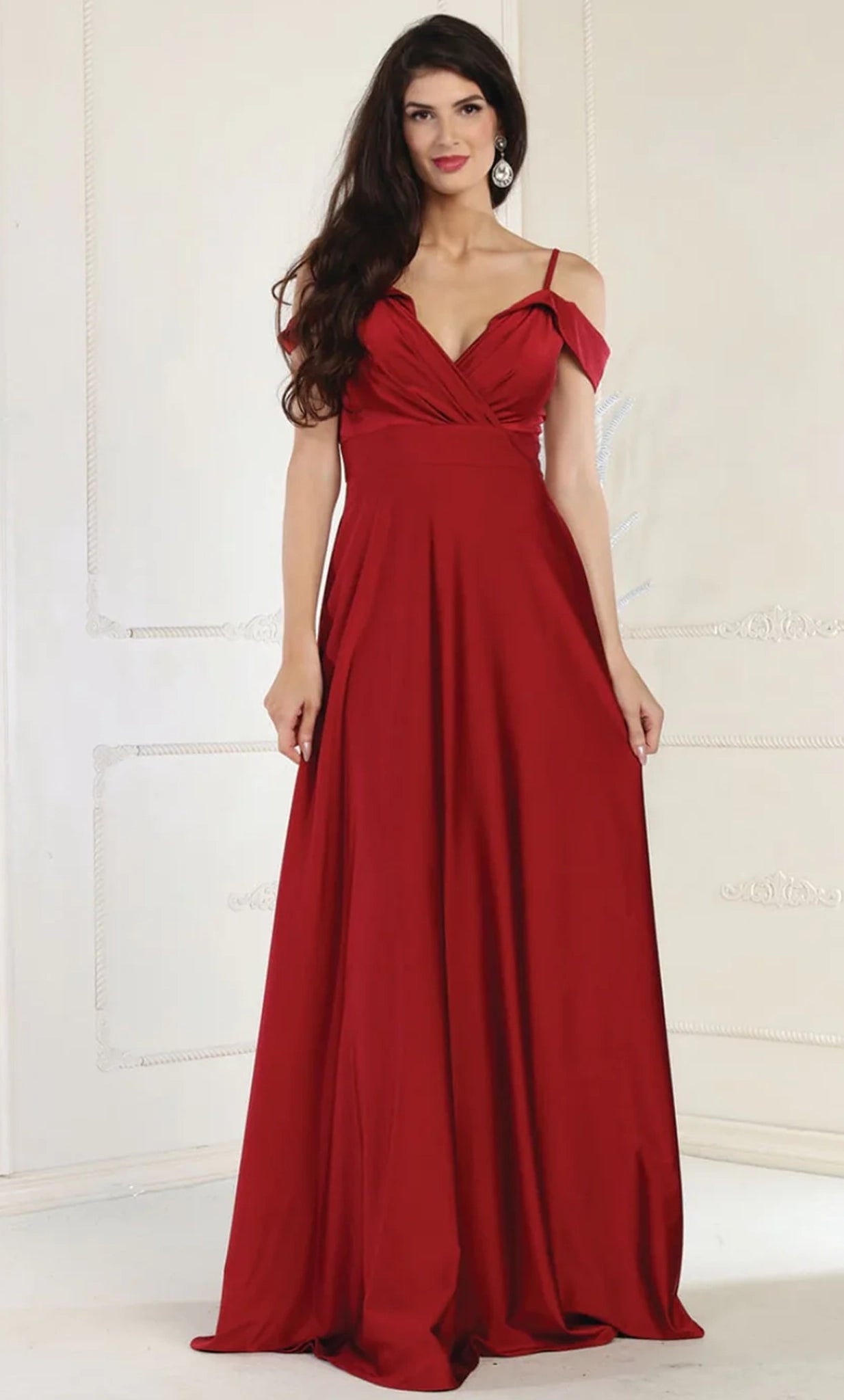 prom dress alterationsMay Queen MQ1988 - Cold-Shoulder V-Neck Prom Dress