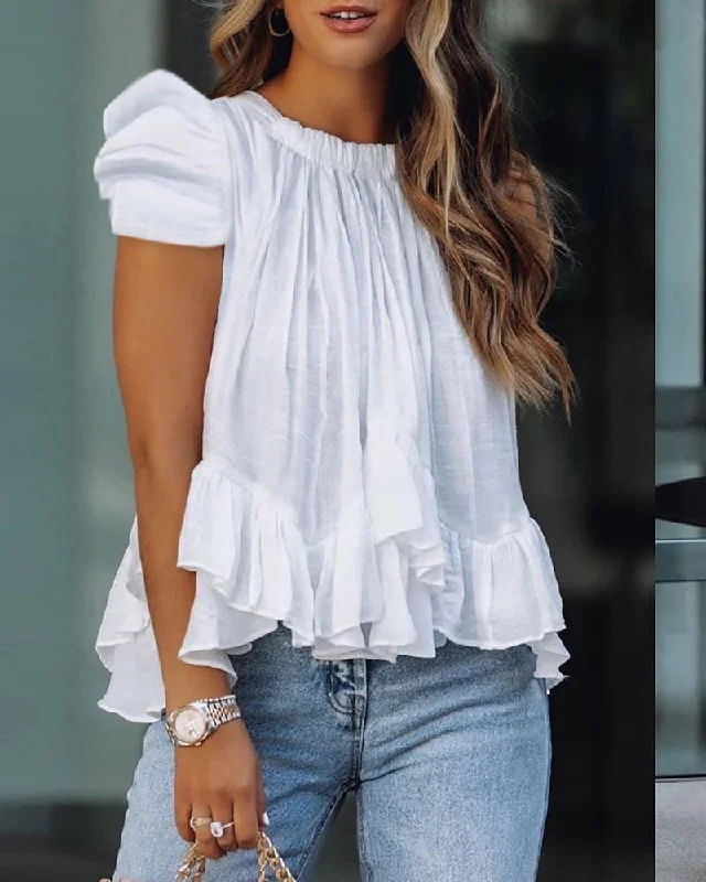 women's tops with cold-shoulder cutsJulia Fashion - Women Trendy  Elegant Casual Shirts