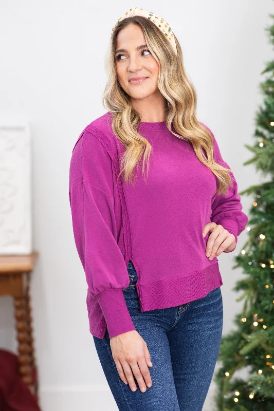 camisoles for womenBerry Solid Comfort Round Neck Knit Top