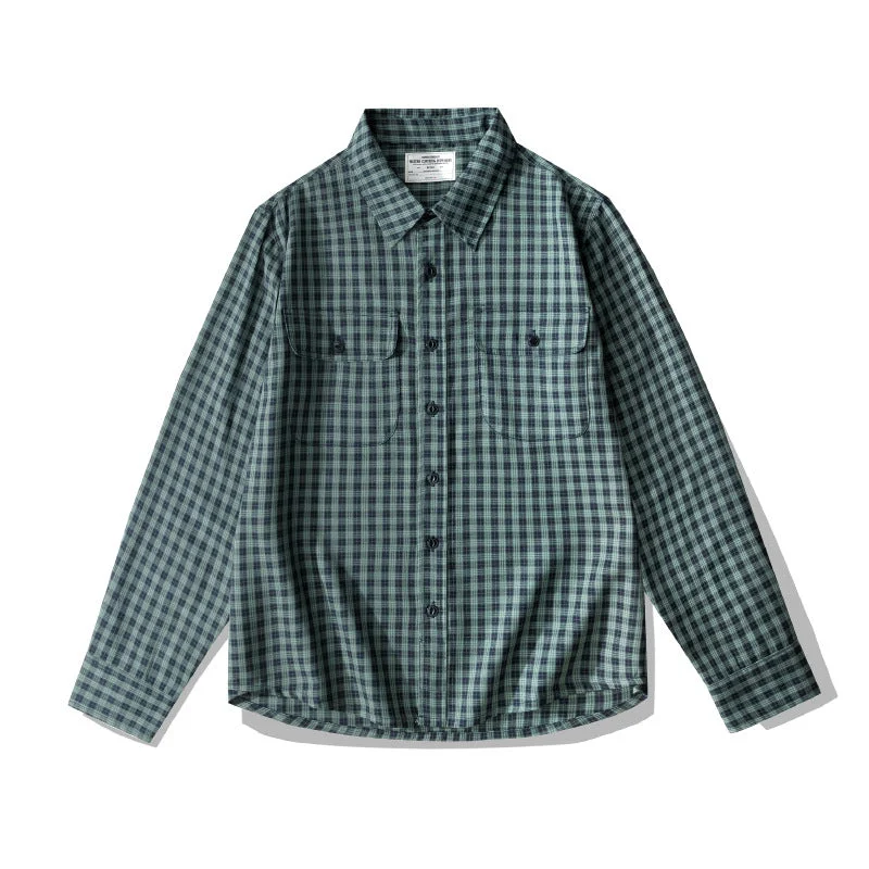 spaghetti strap women's topsMen's Small Plaid Shirt Vintage Basic Long Sleeve Shirt