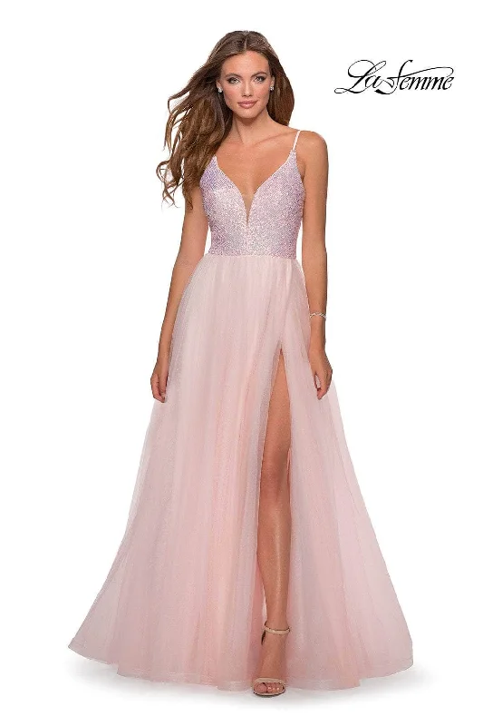 plus-size prom dressesLa Femme 28464 - Sequin Bodice Prom Dress