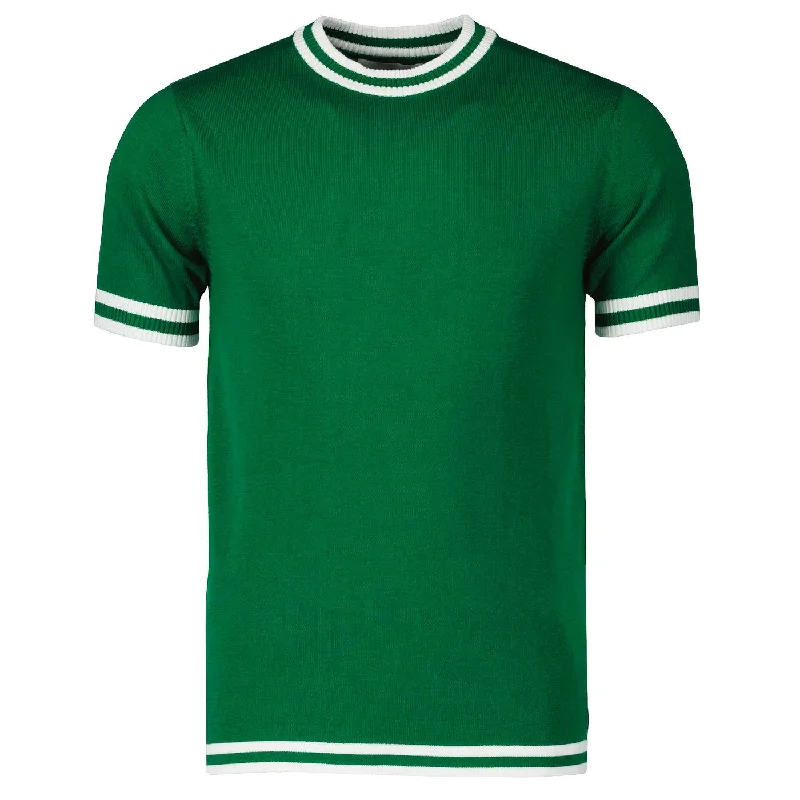 women's tops with built-in brasMen's Green Short Sleeve Crew Neck Knitted T-Shirt