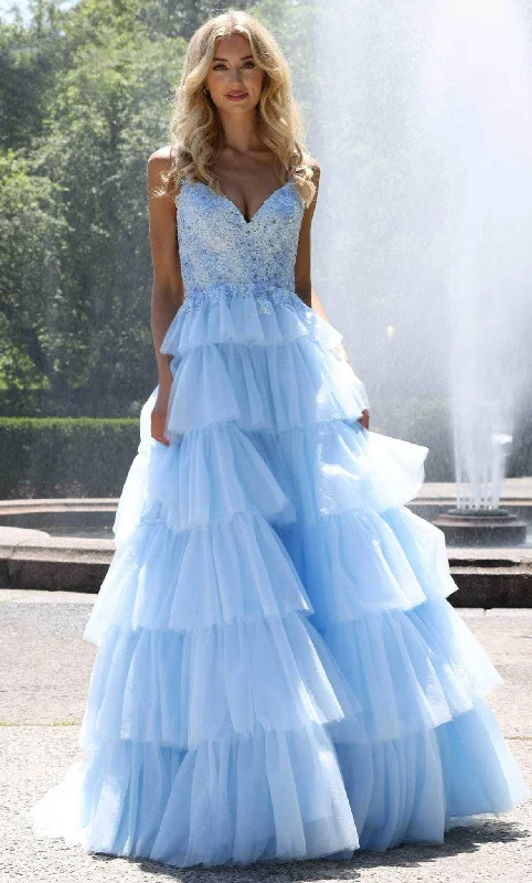 floral prom dressesColors Dress - Tiered A-Line Prom Dress 2911 - 1 pc Light Blue In Size 4 Available