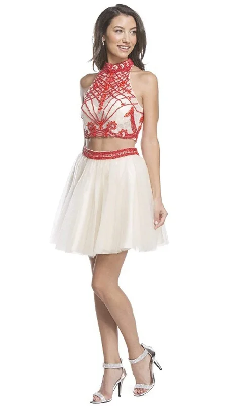 classic prom dressesTrevi Collection - Two Piece Halter Affordable Prom Dress