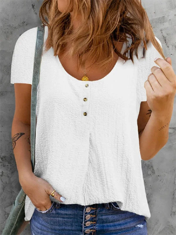 women's tops for gala dinnersJuliaFashion - 2024 Summer Casual Solid Color Linen Cotton T-Shirt Blouse