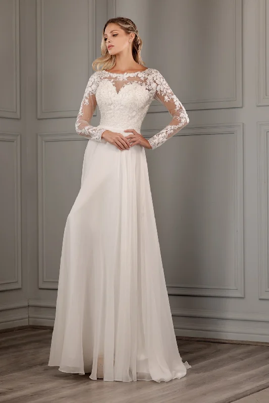 ELEGANT Formal Dress DesignsLong Sleeve Chiffon Bridal Gown by Abby Lane 97150