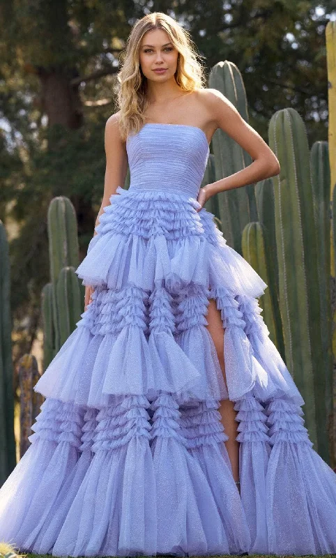 short prom dressesSherri Hill 55677 - Tiered Prom Dress with Slit