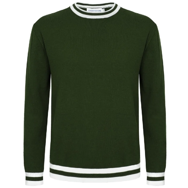 women's tops for those who value both quality and affordabilityMen's Army Green Knitted Long Sleeve Solid T-Shirt