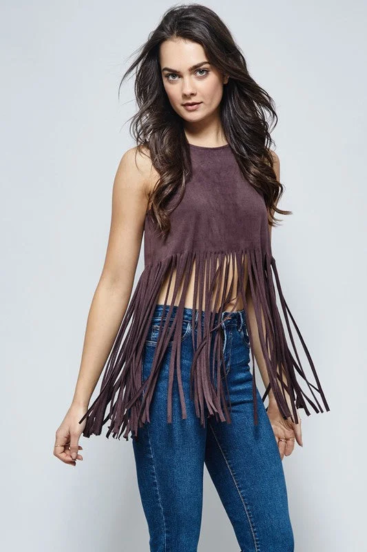 elegant women's topsFringe Crop Top