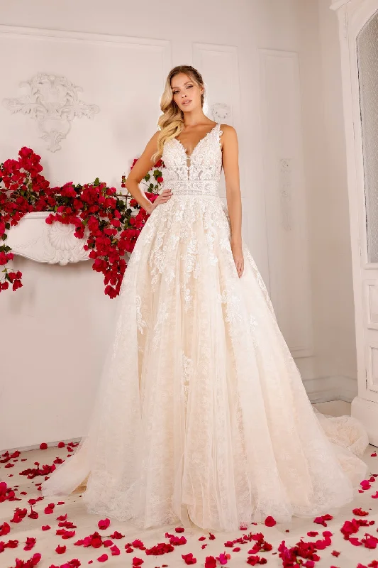 Formal Dress for Film PremieresApplique Sleeveless Bridal Gown by Abby Lane 97125