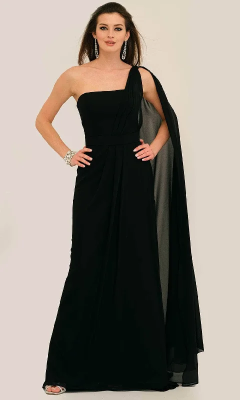 glamorous prom dressesDave & Johnny 11288 - Draping Cape Asymmetric Prom Gown