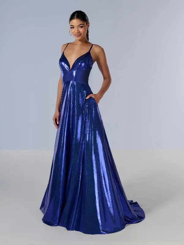 Formal Dress for Outdoor WeddingsMetallic Sleeveless A-line Gown by Tiffany Designs 16179