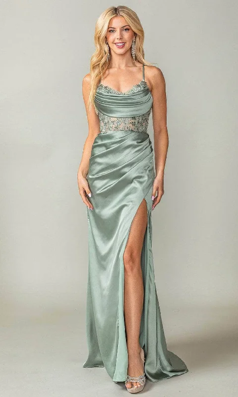 long prom dressesDancing Queen 4416 - Embroidered Sleeveless Prom Gown