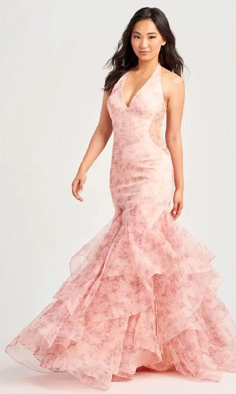 corset prom dressesColette By Daphne CL5234 - Floral Halter Prom Dress