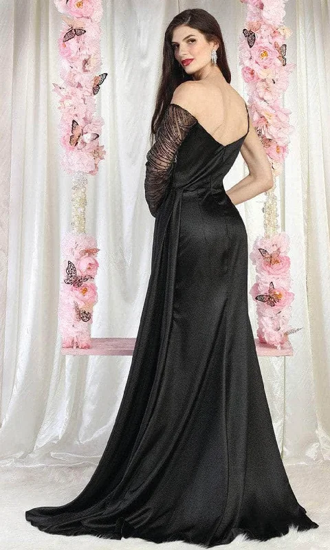 backless prom dressesMay Queen MQ2003 - Glitter Asymmetrical Prom Gown