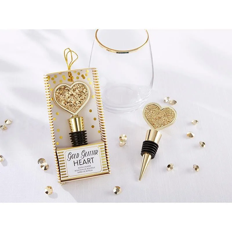 women's tops for black-tie affairsHeart Glitter Bottle Stopper - Gold