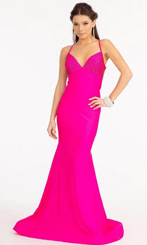 animal print prom dressesElizabeth K GL3035 - Lace Up Back Mermaid Prom Dress