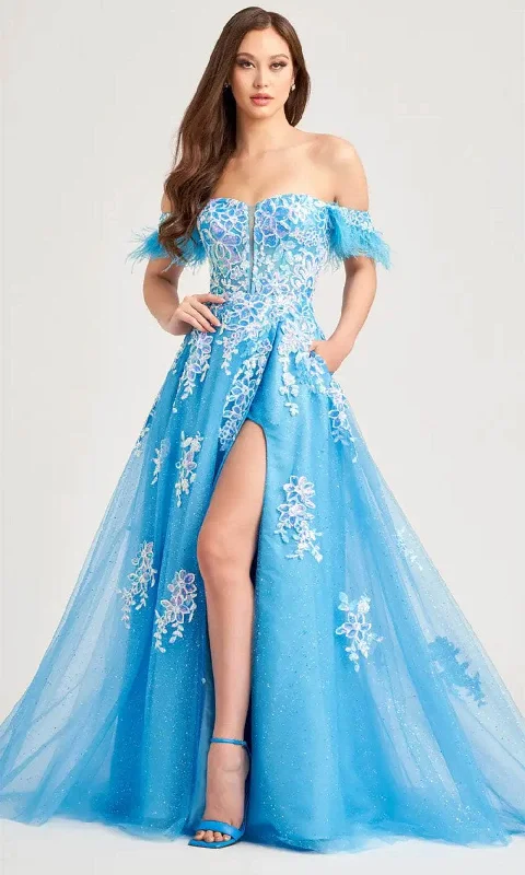 budget-friendly prom dressesEllie Wilde EW35220 - Feather Detailed Sweetheart Neck Prom Gown