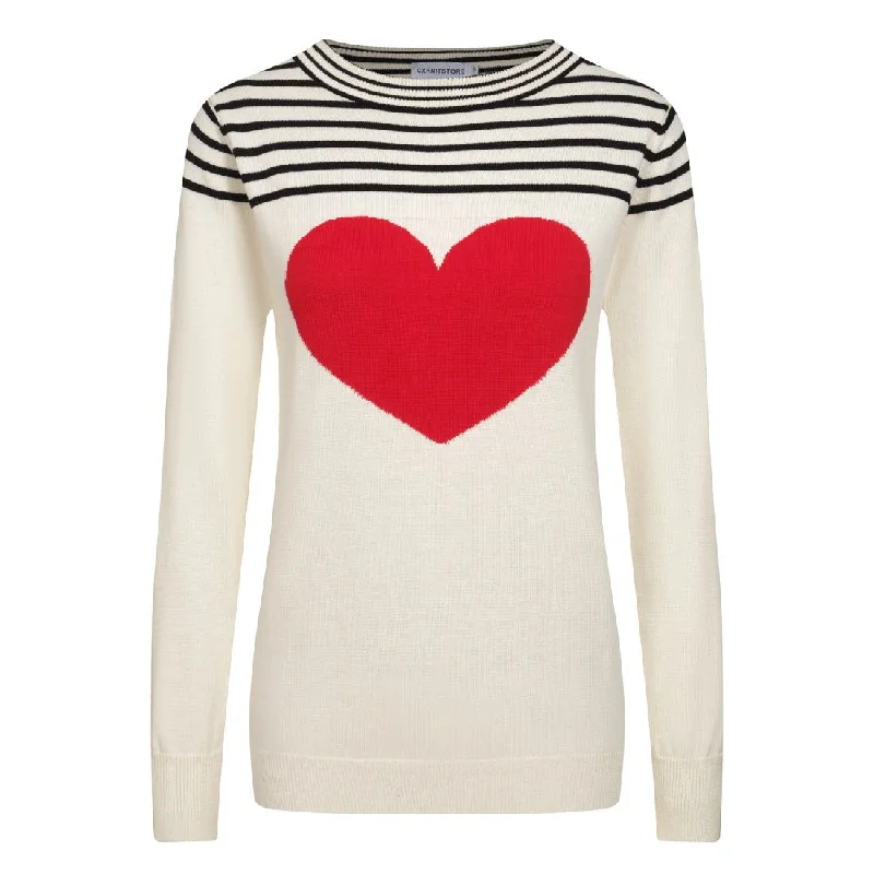 women's tops for glamorous eveningsWomen's beige white striped jacquard knit T-shirt