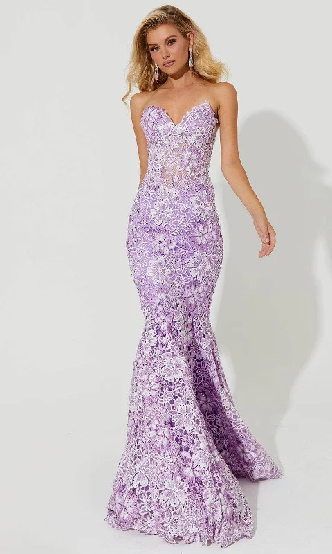 prom dresses for curve-hugging figuresJasz Couture 7535 - Floral Lace Mermaid Prom Dress