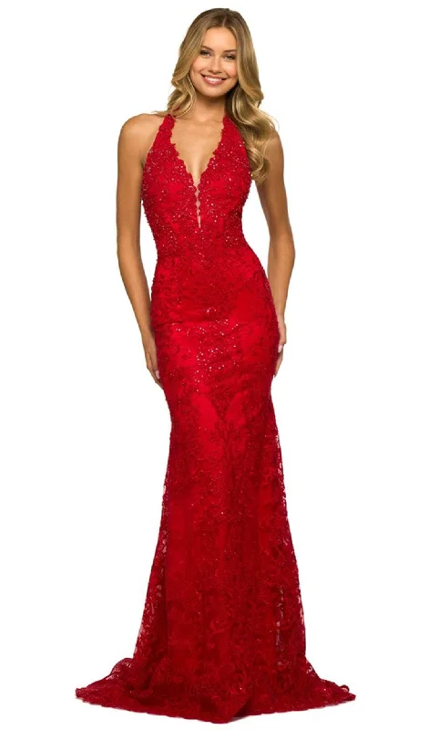 mid-length prom dressesSherri Hill 55392 - Halter Neck Embellished Prom Dress