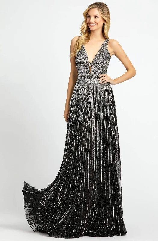 elegant prom dressesMac Duggal - Glimmering Sequin Embellished A-Line Prom Gown 4906M - 1 pc Black / Silver in Size 10 Available