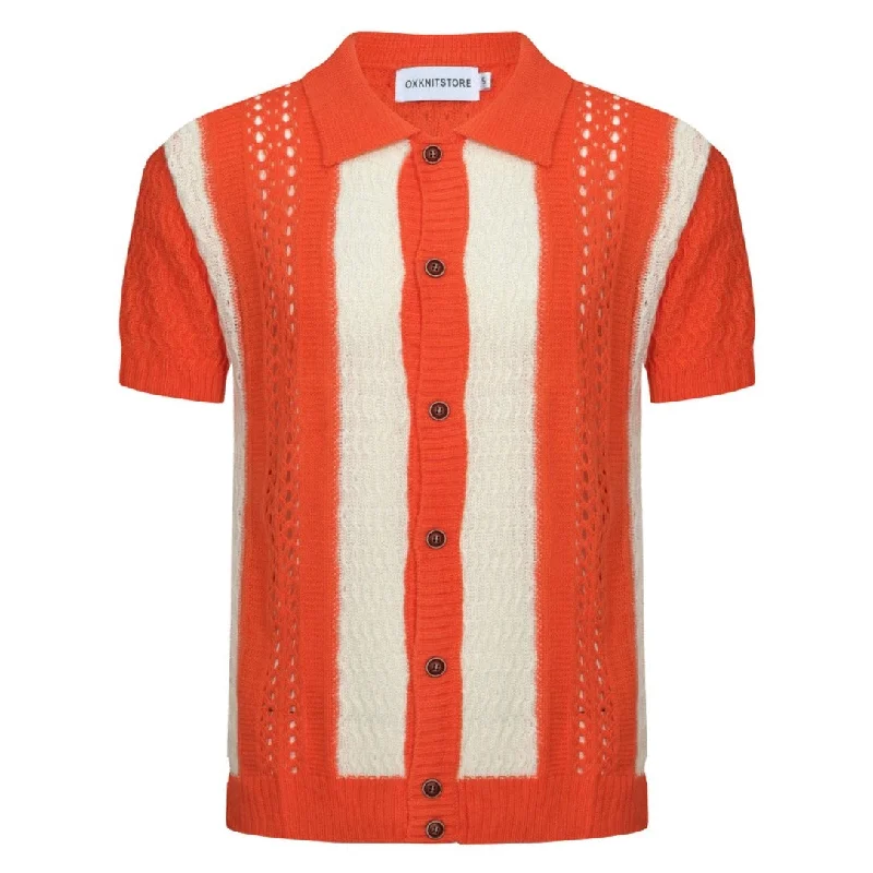 elegant women's topsMen's Orange Beach Knitted Resort Polo Shirt