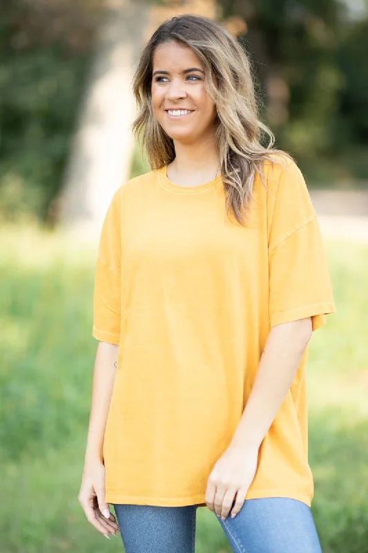 women's tops for those who want to wear pieces that are both comfortable and stylishMustard Drop Shoulder Round Neck Top