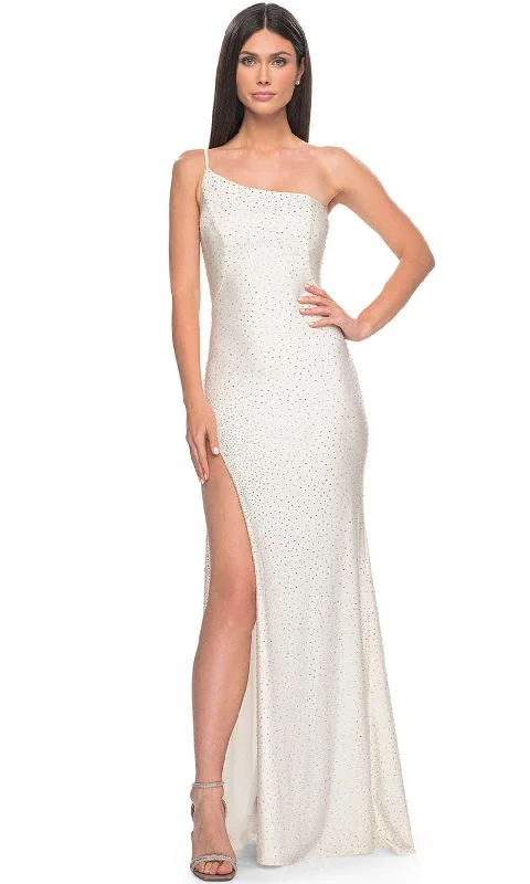 prom dresses with detachable sleevesLa Femme 31699 - One Shoulder Beaded Prom Dress