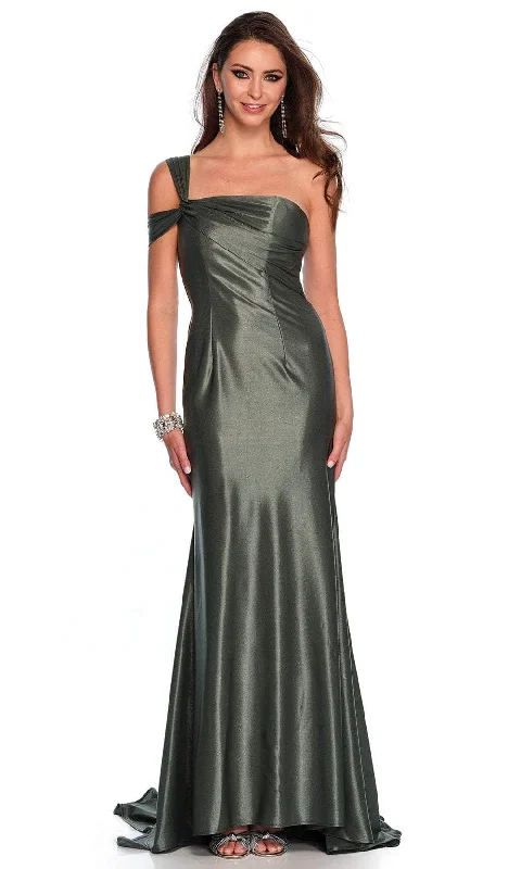 classic prom dressesDave & Johnny 11486 - Ruched One Sided Cold Shoulder Prom Gown