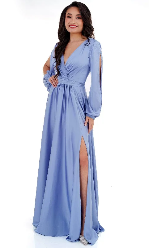 chiffon prom dressesCecilia Couture 2520 - Open Long Sleeve A-Line Prom Dress