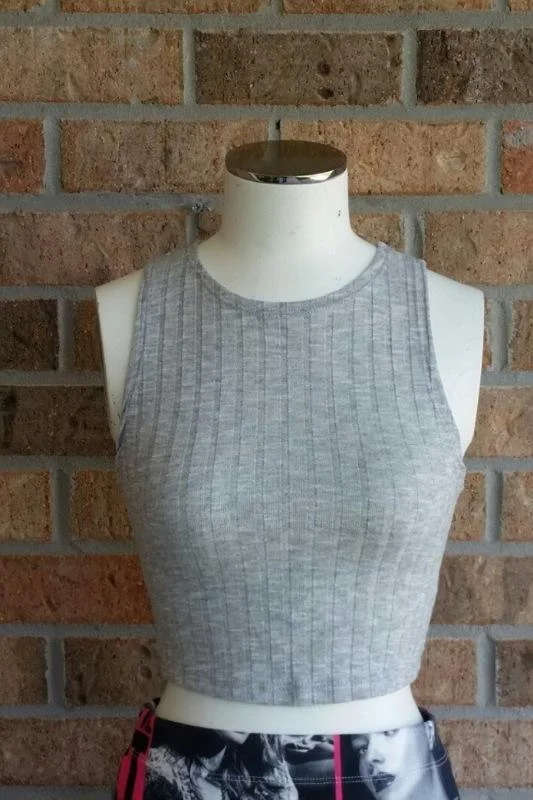 women's tops for those who love to dress up their casual looks with stylish topsRibbed Sleeveless Cropped Top