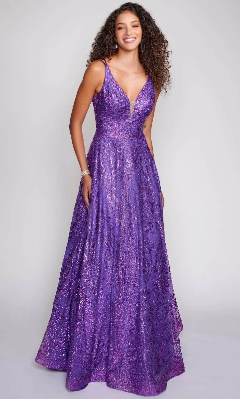 A-line prom dressesNina Canacci 4301 - Plunging V-Neck Prom Dress