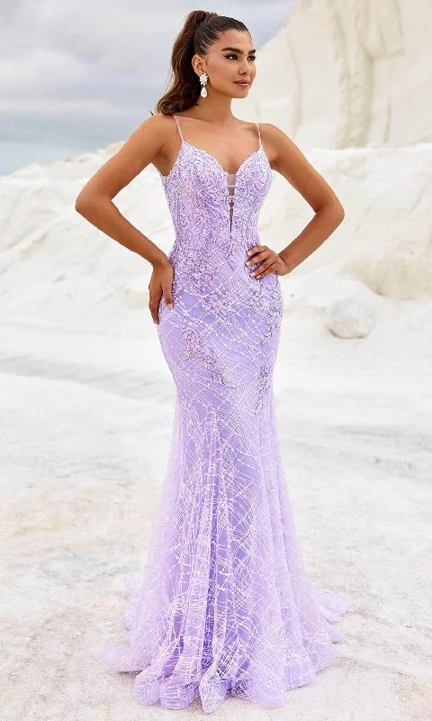 metallic prom dressesBlush by Alexia Designs 12175 - Embroidered Plunging V-Neck Prom Gown