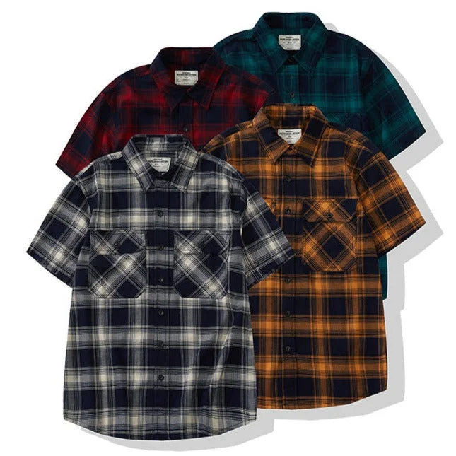 women's tops for those who want to wear pieces that are both functional and fashionableMen's Retro Casual Short Sleeve Plaid Shirt