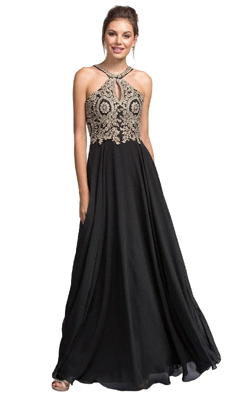 short prom dressesAspeed Design - Halter V-Back Long Prom Dress L1988 - 1 pc Champ-Gold In Size L Available