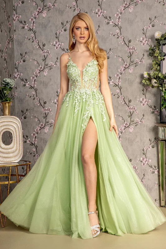 Formal Dress for Garden WeddingsApplique Sleeveless A-line Slit Gown by GLS Gloria GL3202