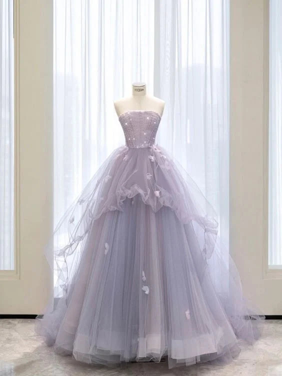 Formal Dress for Costume BallsSweetheart Lavender Tulle Ball Gown Sweet 16 Quinceanera Dress MD7731